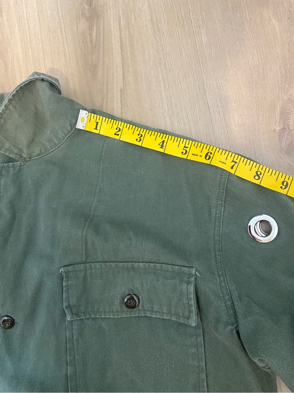 Brooklyn Karma Women Green Shacket Utility Jacket Geometric Grommets Pockets S - Picture 9 of 14